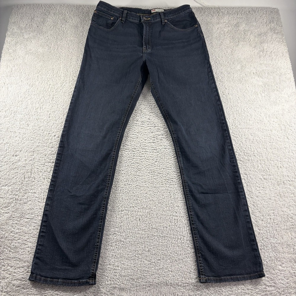 Wrangler Jeans Mens 34x34 (Fits 33x33) Dark Wash Straight Fit Indigo Clean